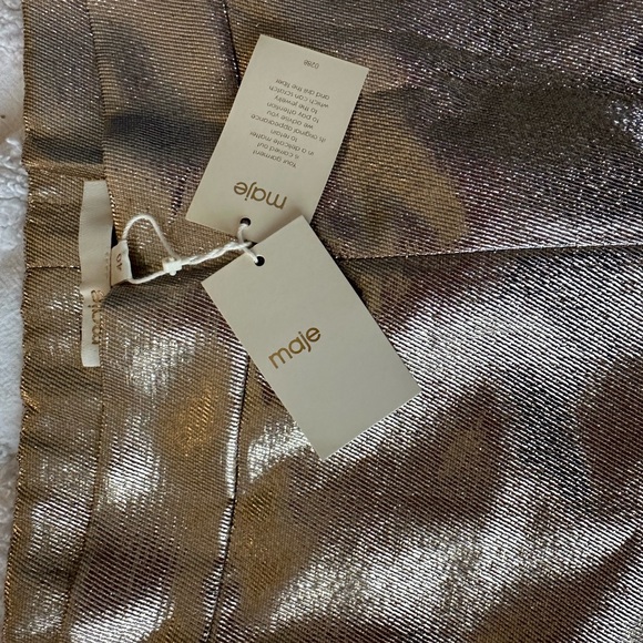 Maje size 42 metallic gold shorts high waist - Picture 2 of 4